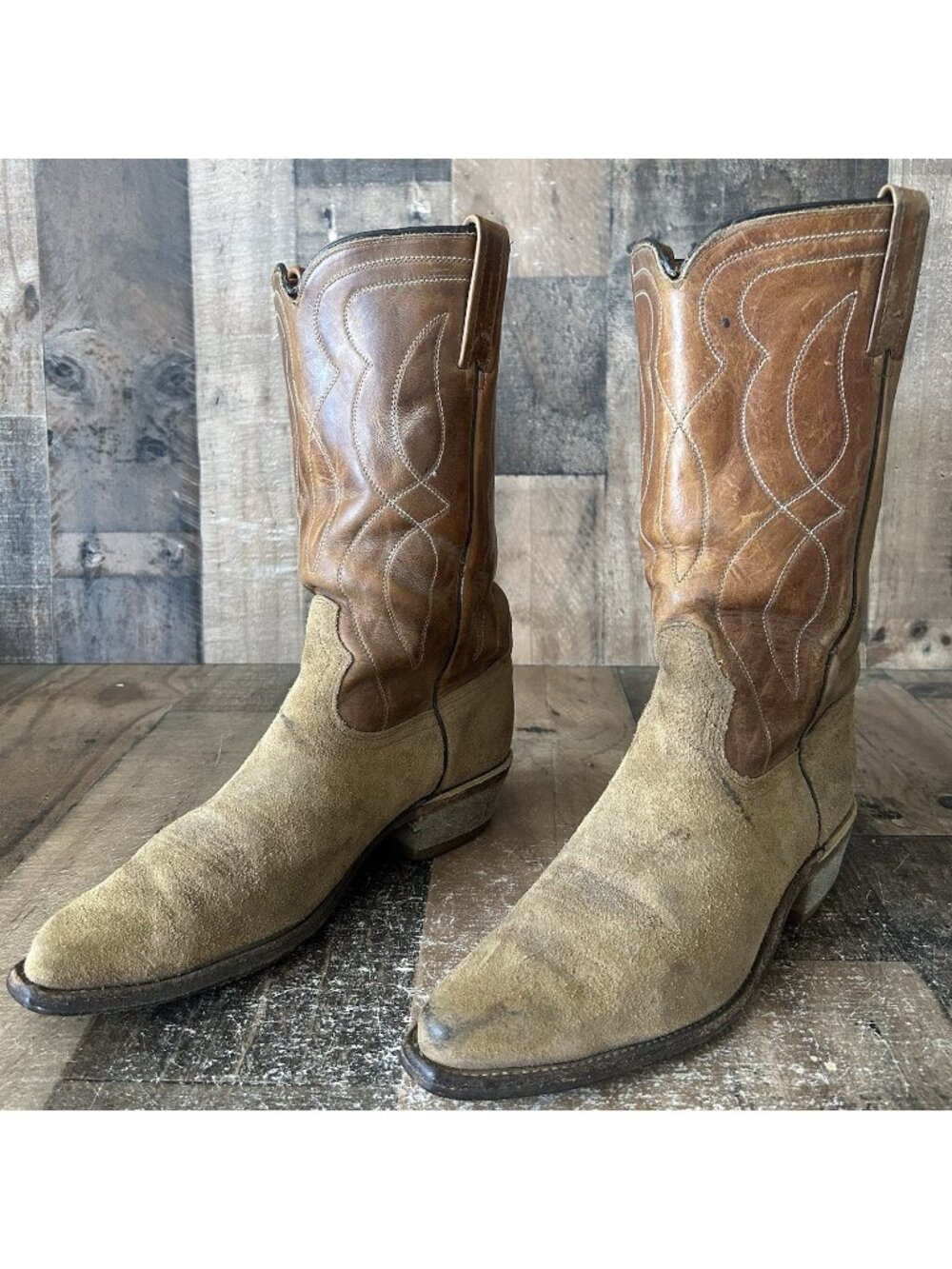 Acme Vintage Suede Roughout Western Cowboy Boots Mens 9.5 D